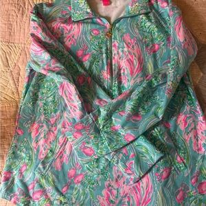 Lilly Pulitzer Teal and Pink Floral Top A0004